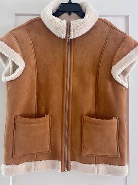 Blank NYC Cream and Chestnut Faux Shearling Vest